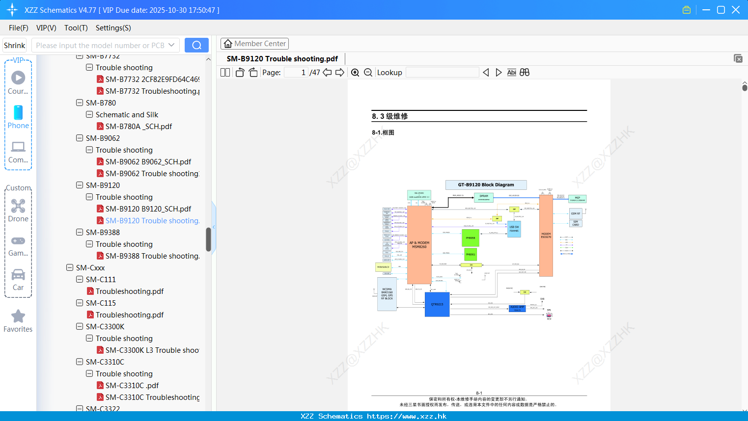 Samsung SM-B9120 Trouble Shooting